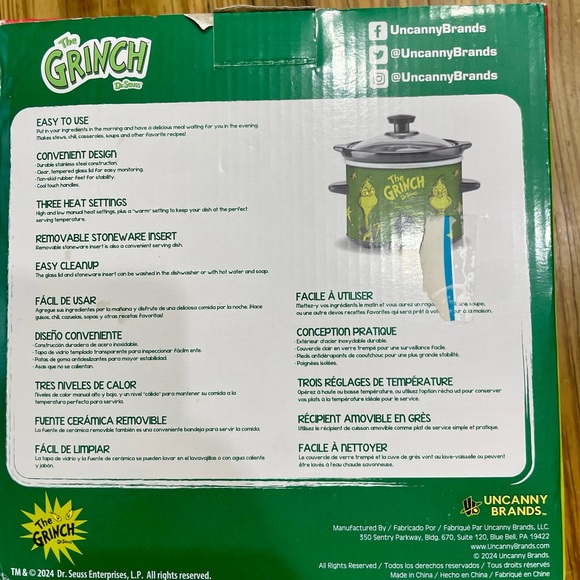 Dr. Seuss THE GRINCH 2 QUART SLOW COOKER Crock Pot Brand New Open Box - Picture 4 of 5